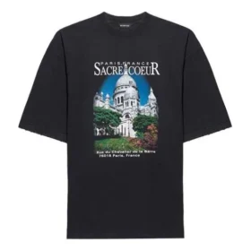 SS21 Retro effen geweven unisex T-shirt met korte mouwen, groot, zwart 641614TJVH61000