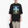 SS21 Retro effen geweven unisex T-shirt met korte mouwen, groot, zwart 641614TJVH61000