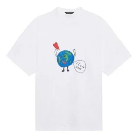 SS21 Retro T-shirt met platbinding, ruime pasvorm, korte mouwen, unisex, wit 657059TKV949000