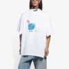 SS21 Retro T-shirt met platbinding, ruime pasvorm, korte mouwen, unisex, wit 657059TKV949000
