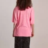 SS21 T-shirt met borduursel en ronde hals, roze 641532TJVA95764
