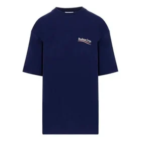 SS21 T-shirt met print, ronde hals en korte mouwen, blauw 641655TIV521195