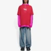 SS21 unisex-jas met capuchon en patchwork, lange mouwen, roze en rood 657037TKV826295