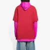 SS21 unisex-jas met capuchon en patchwork, lange mouwen, roze en rood 657037TKV826295