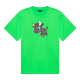 SS21 Unisex T-shirt met korte mouwen en kleine cartoonprint, groen 612966TJVM93302