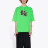 SS21 Unisex T-shirt met korte mouwen en kleine cartoonprint, groen 612966TJVM93302
