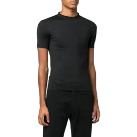 Super strak, glanzend, getailleerd T-shirt “Black” 720458TNVI21000