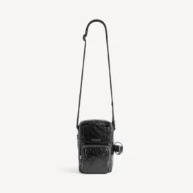 Superdrukke verticale crossbodytas voor heren in zwart