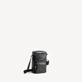 Superdrukke verticale crossbodytas voor heren in zwart