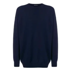 Sweatshirt met logo op de rug, ronde hals en kasjmierbreisel “Navy” 583111T40924140