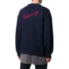Sweatshirt met logo op de rug, ronde hals en kasjmierbreisel “Navy” 583111T40924140