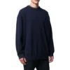 Sweatshirt met logo op de rug, ronde hals en kasjmierbreisel “Navy” 583111T40924140