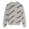 Sweatshirt met logo over het hele oppervlak, rondhals, van wolmix “Grijs-Zwart” 555481T14711262