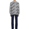 Sweatshirt met logo over het hele oppervlak, rondhals, van wolmix “Grijs-Zwart” 555481T14711262