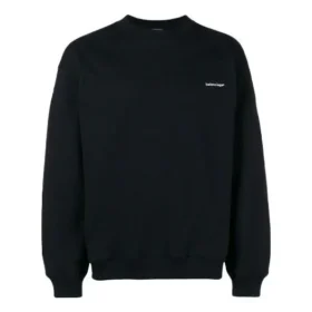 Sweatshirt met ronde hals en kleine contrasterende logoprint “Black White” 556147TYK271000