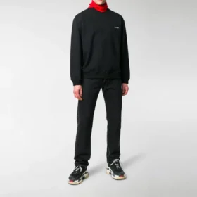 Sweatshirt met ronde hals en kleine contrasterende logoprint “Black White” 556147TYK271000