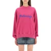 Sweatshirt met rondhals en scriptlogo “Dark Fuchsia” 697869TMVB50507