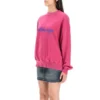 Sweatshirt met rondhals en scriptlogo “Dark Fuchsia” 697869TMVB50507
