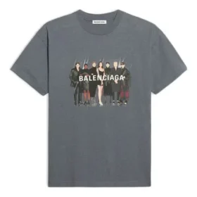 T-shirt met bandportret en logo, retro, korte mouwen, grijs 612965TIV471404