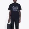 T-shirt met bandportret en logo, retro, losvallend, korte mouwen, unisex, zwart 612966TIVA11000