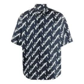 T-shirt met korte mouwen en all-over krabbels “Donkerblauw Wit” 681702TLLJ48502