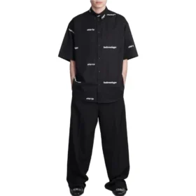 T-shirt met korte mouwen en all-over logo “Black White” 681702TOL651070