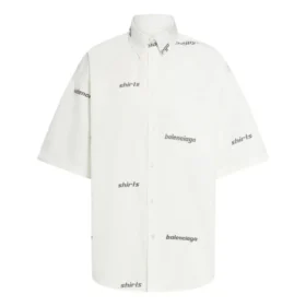 T-shirt met logo over het hele oppervlak en korte mouwen “White Black” 681702TOL659040