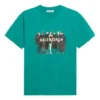 T-shirt met portretprint, logo, retro, losvallend, korte mouwen, groen 612965TIV473640