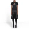 T-shirt met regenboogkleurig logo, ronde hals en korte mouwen, zwart 570814TEV531000