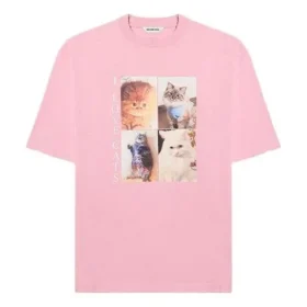 T-shirt met ronde hals en korte mouwen, roze, met print 641532TJVG85630