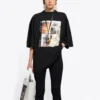 T-shirt met ronde hals en print, zwart 641532TJVG81000