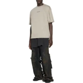 T-shirt met rugprint, medium pasvorm “Beige” 612966TOVJ89763