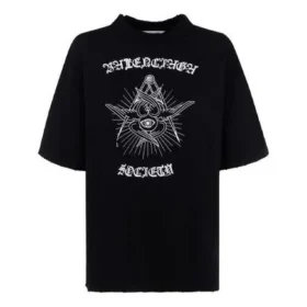 T-shirt met slogan, korte mouwen, zwart 641532TJV781000
