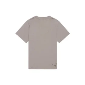 T-shirt met wazig logo, gaten, retro, klassiek, korte mouwen, unisex, grijs 661705TKVD58174