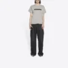 T-shirt met wazig logo, gaten, retro, klassiek, korte mouwen, unisex, grijs 661705TKVD58174