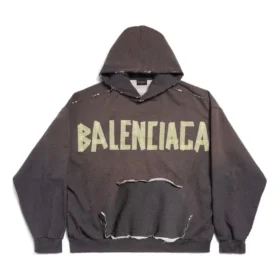 Tape Type Hoodie met gescheurde zakken en tape-details, ruime pasvorm “Dark Grey” 744441TQVA98519