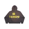 Tape Type Hoodie met gescheurde zakken en tape-details, ruime pasvorm “Dark Grey” 744441TQVA98519