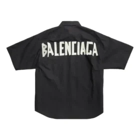 Tape Type-t-shirt met korte mouwen en tape-effect, ruime pasvorm “Black” 738761TNM601000