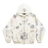 Tat Hoodie met rits, medium pasvorm “Off White Black” 770939TQVK13307