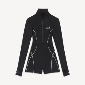 Technische bodysuit met lange mouwen voor dames in zwart