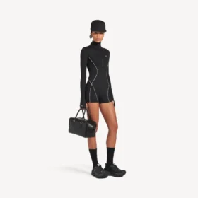 Technische bodysuit met lange mouwen voor dames in zwart