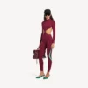 Techwear-bodysuit met uitsnijdingen voor dames in bordeauxrood/aqua