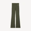 Techwear-legging met uitlopende pijpen voor dames in kaki/lime