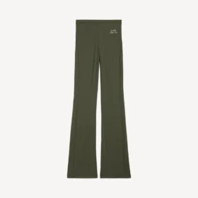 Techwear-legging met uitlopende pijpen voor dames in kaki/lime