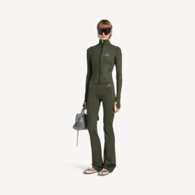 Techwear-legging met uitlopende pijpen voor dames in kaki/lime