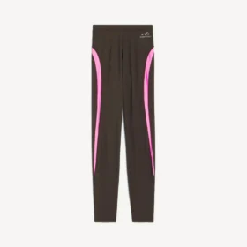 Techwear-legging voor dames in kakibruin/neonroze