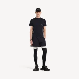 Techwear-T-shirt met korte mouwen voor heren in marineblauw/wit