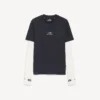 Techwear-T-shirt met lange mouwen voor heren in marineblauw/wit