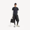 Techwear-T-shirt met lange mouwen voor heren in marineblauw/wit