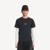 Techwear-T-shirt met lange mouwen voor heren in marineblauw/wit